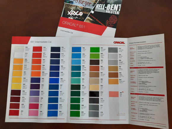Oracal 651 Color Guide Cards